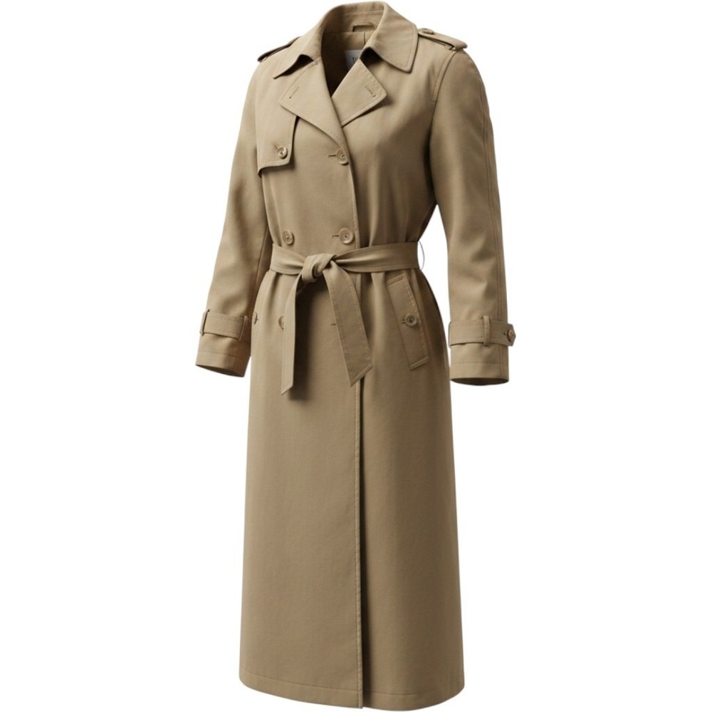 Mulberry Street Vintage Trench Coat Tan Beige Double Breasted Belted Womens L